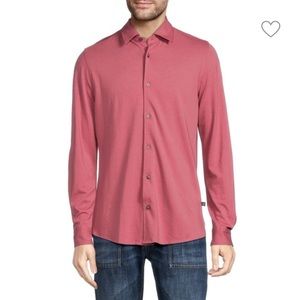 NWOT TED BAKER LONDON Rigby Contrast Trim Pique Sport Shirt In Pale Pink Size 5